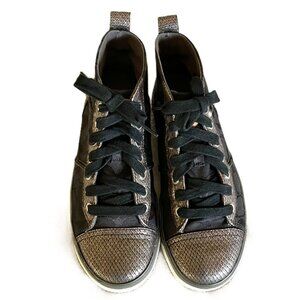 Coach Indiana Signature Canvas Snake-Embossed Metallic Hi-Top Sneakers | Size 7B